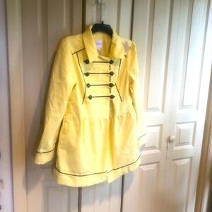 Candies Womans Double Breasted Trench Coat Jacket Yellow and Black Size L